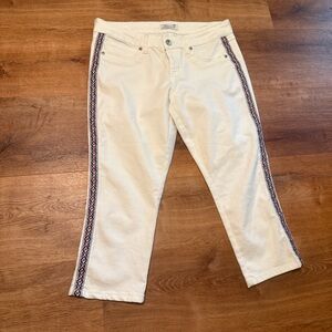 Seven7 Cream Jeans with Embroidered Side Stripes